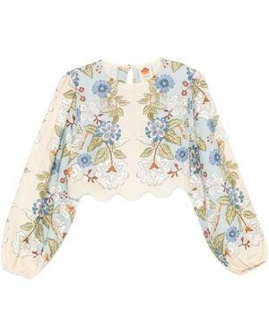FARM Rio Garden Linen Blouse - White
