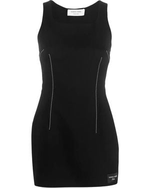 Marine Serre Decorative-Stitching Virgin Wool Minidress - Black