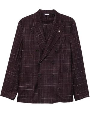 Manuel Ritz Double-Breasted Bouclé Blazer - Purple