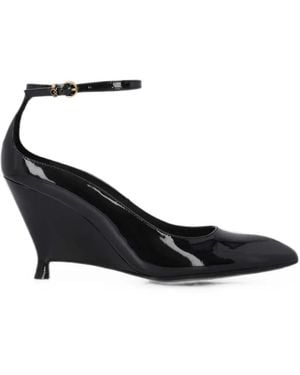 Pinko Patent-Leather Wedge Court Shoes - Black