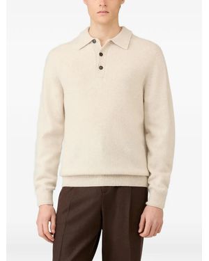 Sunspel Knitted Wool Polo Shirt - Natural