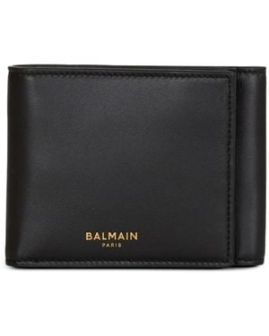 Balmain Smooth-Leather Tri-Fold Wallet - Black