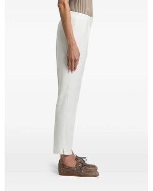 Peserico Pressed-Crease Side-Slit Trousers - White