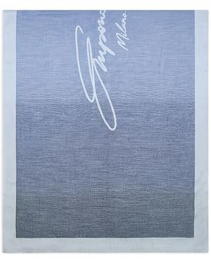 Emporio Armani Stole Logo-Detail Scarf - Blue