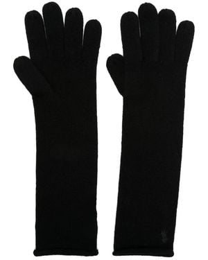 Polo Ralph Lauren Logo-Embroidered Knitted Elbow Gloves - Black