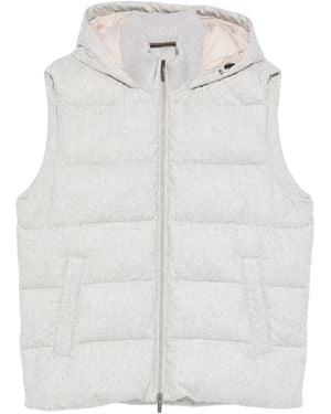 Peserico Hooded Quilted Gilet - White