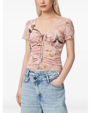AllSaints Camisa Slim Fruncida Con Estampado Floral - Azul