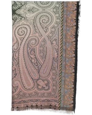 Pierre Louis Mascia Aloeuw Paisley-Print Fringed Scarf - Grey
