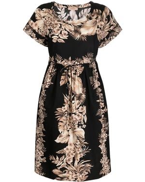 Twinset Floral-Print Scoop Neck Dress - Black