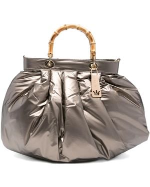 La Milanesa Bamboo-Handle Quilted Tote Bag - Metallic