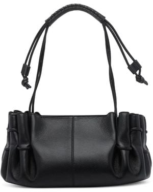 Hereu Arta Schultertasche Aus Leder Mit Raffung - Schwarz