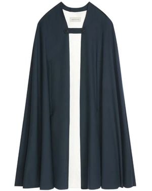 Dries Van Noten Button-Fastening Wool Cape - Blue