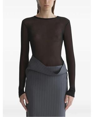 Mugler Long-Sleeved Sheer Top - Black
