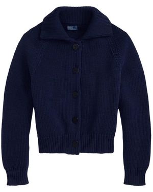 Polo Ralph Lauren Flapped-Collar Buttoned Cardigan - Blue