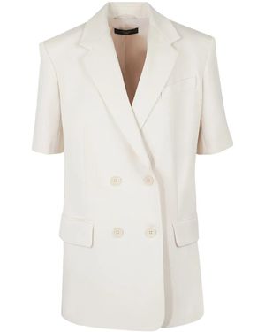 Weekend by Maxmara Double-Breasted Short-Sleeve Jacket - White
