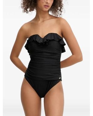 DKNY Ruffled Ruched Swimsuit - Black