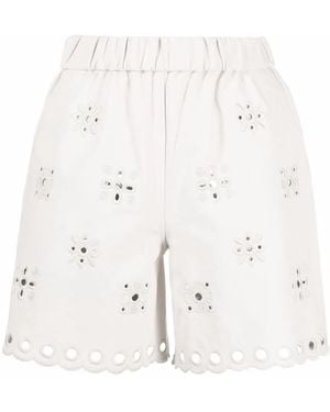 RED Valentino Broderie Lambskin Shorts - White
