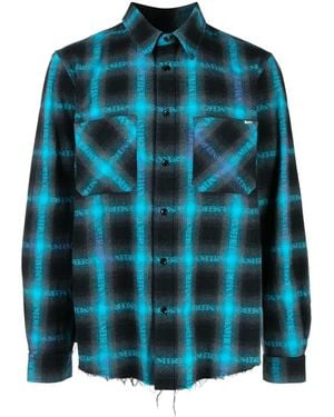 Amiri Plaid Logo-Print Shirt - Blue