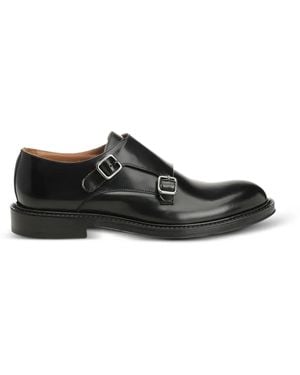 Corvari Brushed-Leather Double-Monk Shoes - Black