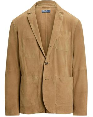 Polo Ralph Lauren Single-Breasted Suede Blazer - Brown