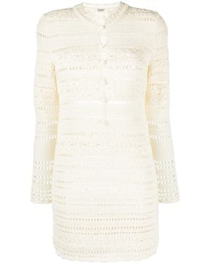 Saint Laurent Pointelle-Knit Detail Dress - White
