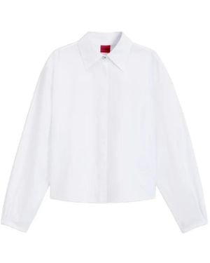 HUGO Camisa Con Pliegues En La Espalda Y Logo Bordado - Blanco