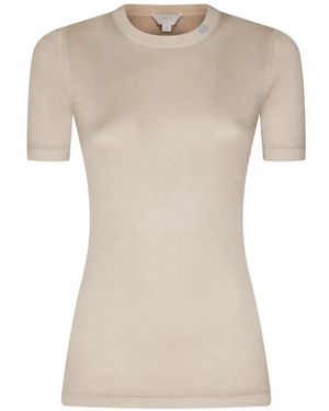 Malo Short-Sleeves Cashmere Top - Natural