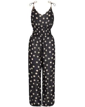 Brigitte Bardot Anne Polka-Dot Tie-Strap Jumpsuit - White