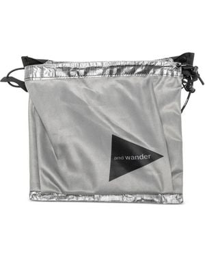 and wander Logo-Print Shoulder Bag - Grey