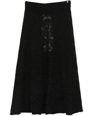 Extreme Cashmere Kelly Lace-Knit Midi Skirt - Black