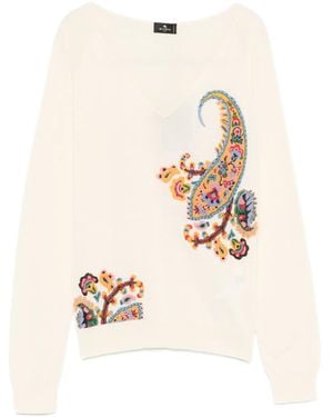 Etro Paisley-Motif Long-Sleeved T-Shirt - Natural