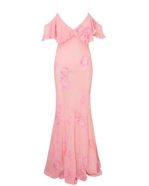 LoveShackFancy Librae Ruffled Floral Maxi Dress - Pink