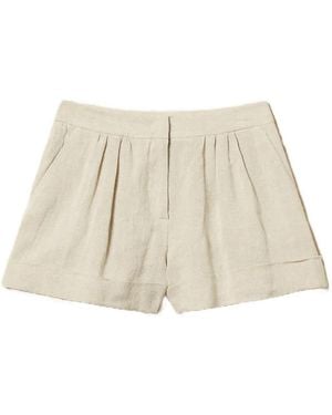 Twinset Linen Shorts With Lurex - Natural