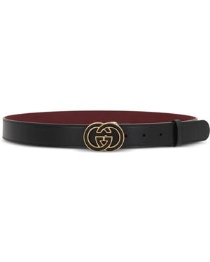Gucci Ledergürtel Mit Gg - Weiß