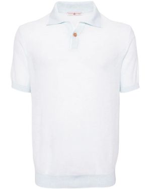 Luciano Barbera Fijngebreid Poloshirt - Wit
