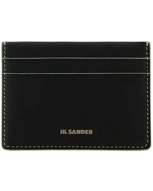 Jil Sander Logo-Detail Leather Card Holder - Black