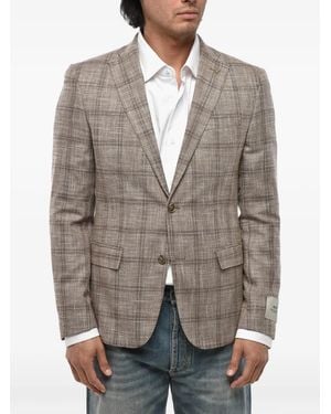 Corneliani Single-Breasted Checked Blazer - Grey