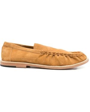 Paura Ruched Suede Loafers - Natural