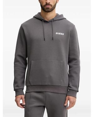Guess Logo-Print Drawstring Hoodie - Gray