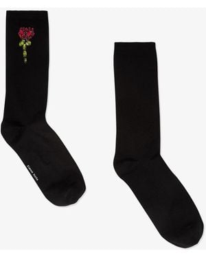 Simone Rocha Rose-Embroidered Socks - Black