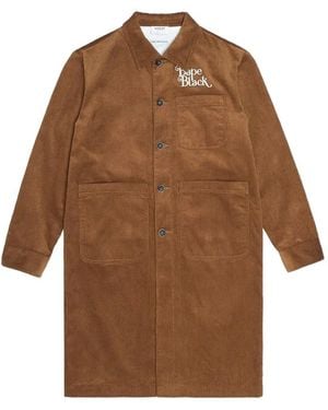 A Bathing Ape Logo-Embroidered Corduroy Coat - Brown