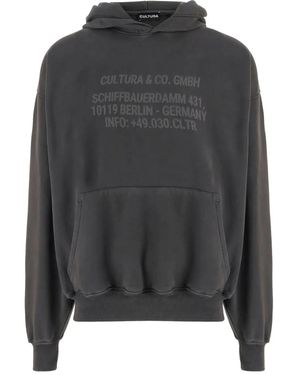 Cultura Sudadera Con Capucha Y Logo Estampado - Gris