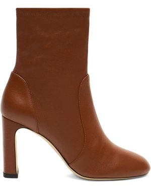 Stuart Weitzman 85Mm Babette Leather Ankle Boots - Brown
