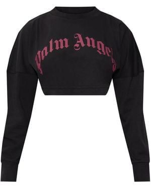 Palm Angels Long-Sleeve Crop Top - Black