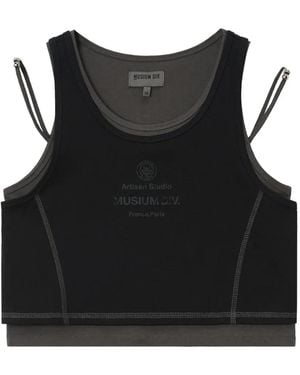 Musium Div. Logo-Print Top - Black