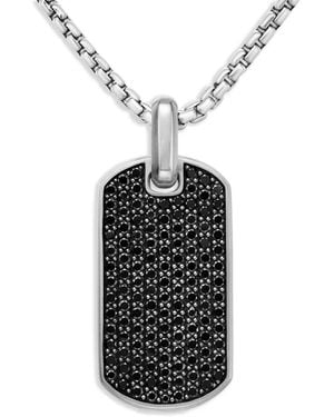 David Yurman Sterling Chevron Diamond Tag (35Mm) - Black