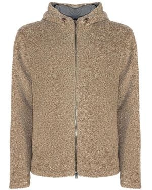 Herno Bouclé-Knit Hooded Jacket - Natural