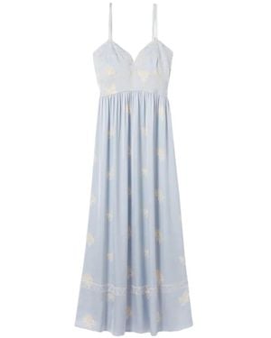 Claudie Pierlot Robe Mi-Longue À Fleurs Brodées - White