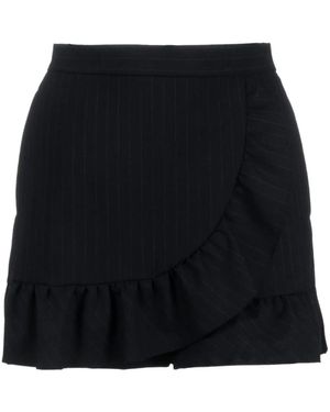RED Valentino Ruffle-Detail High-Waisted Shorts - Blue