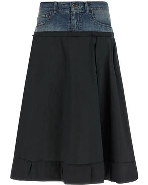 Maison Margiela Denim Insert Midi Skirt - Black